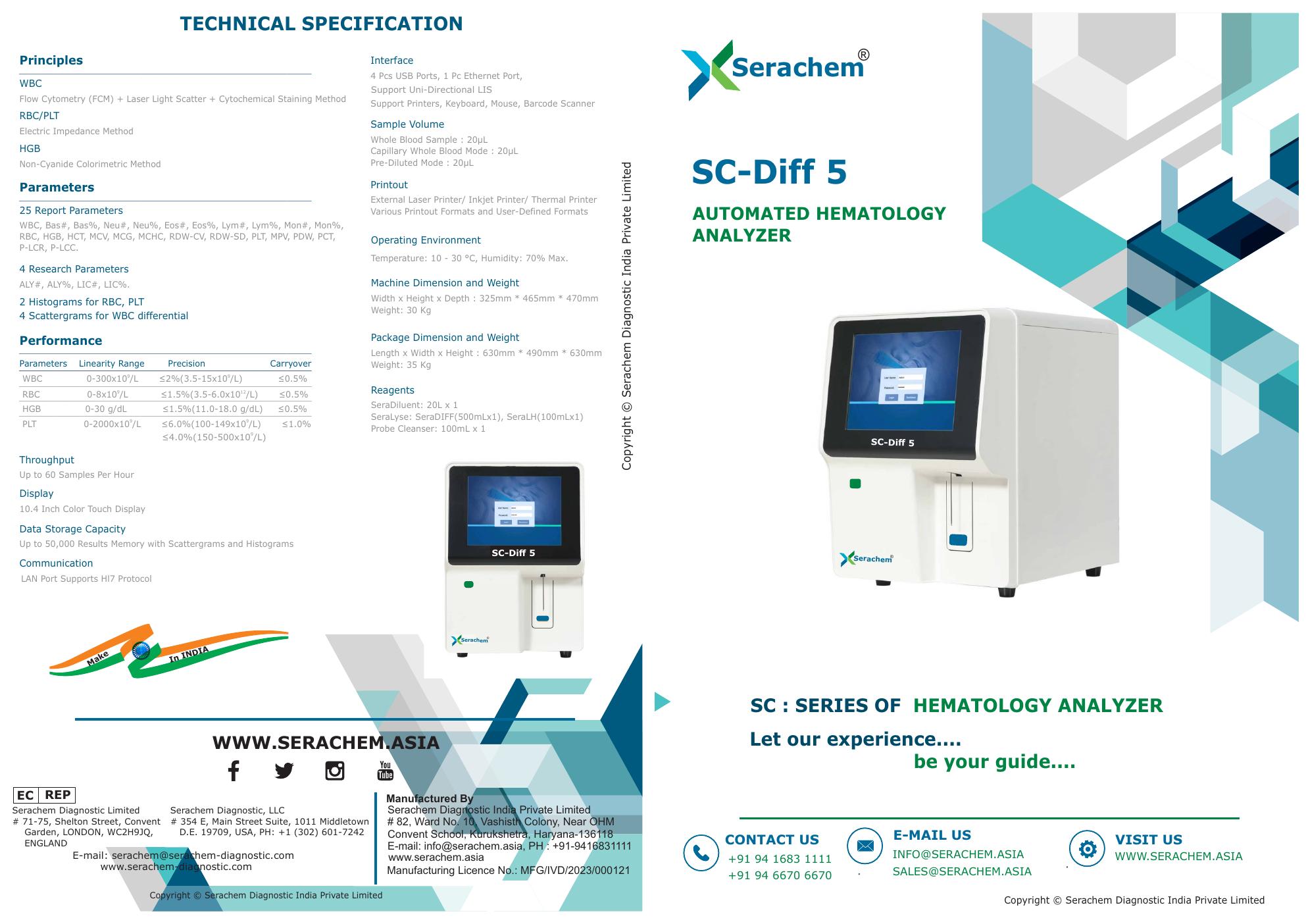 SC-Diff 5 5-Part Hematology Analyzer