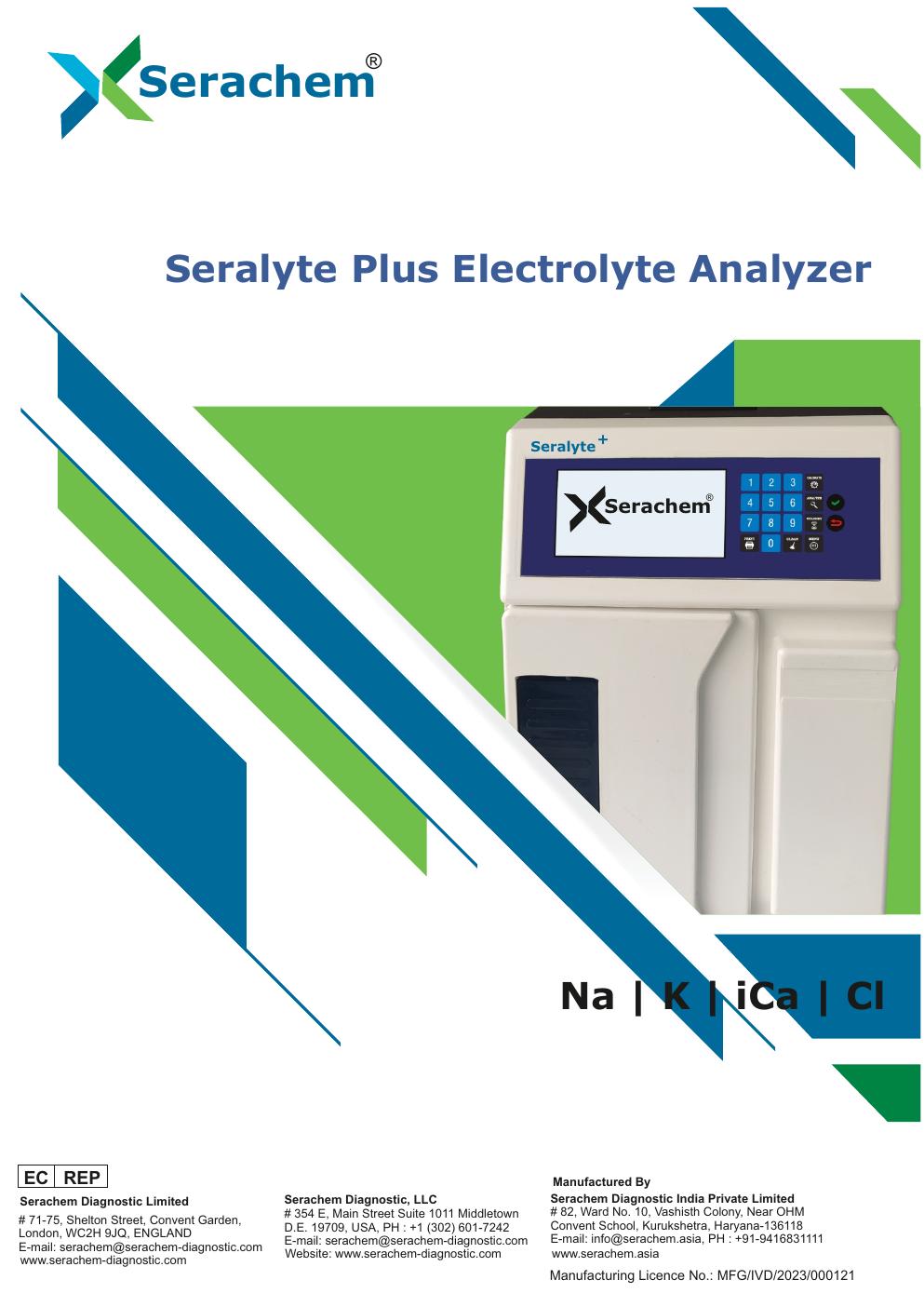 Seralyte Plus Electrolyte Analyzer